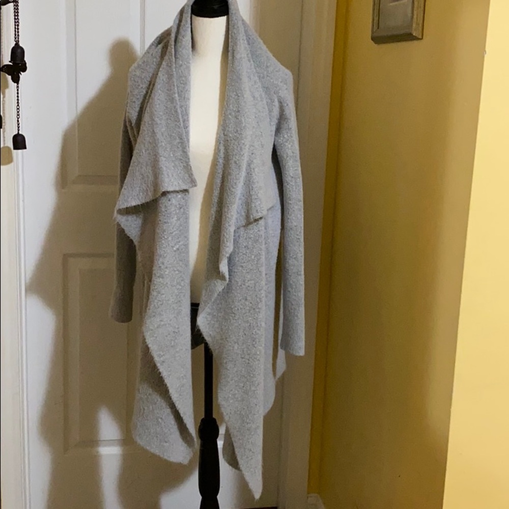 Soft and Cozy Stretch Gray Asymmetrical Cardigan